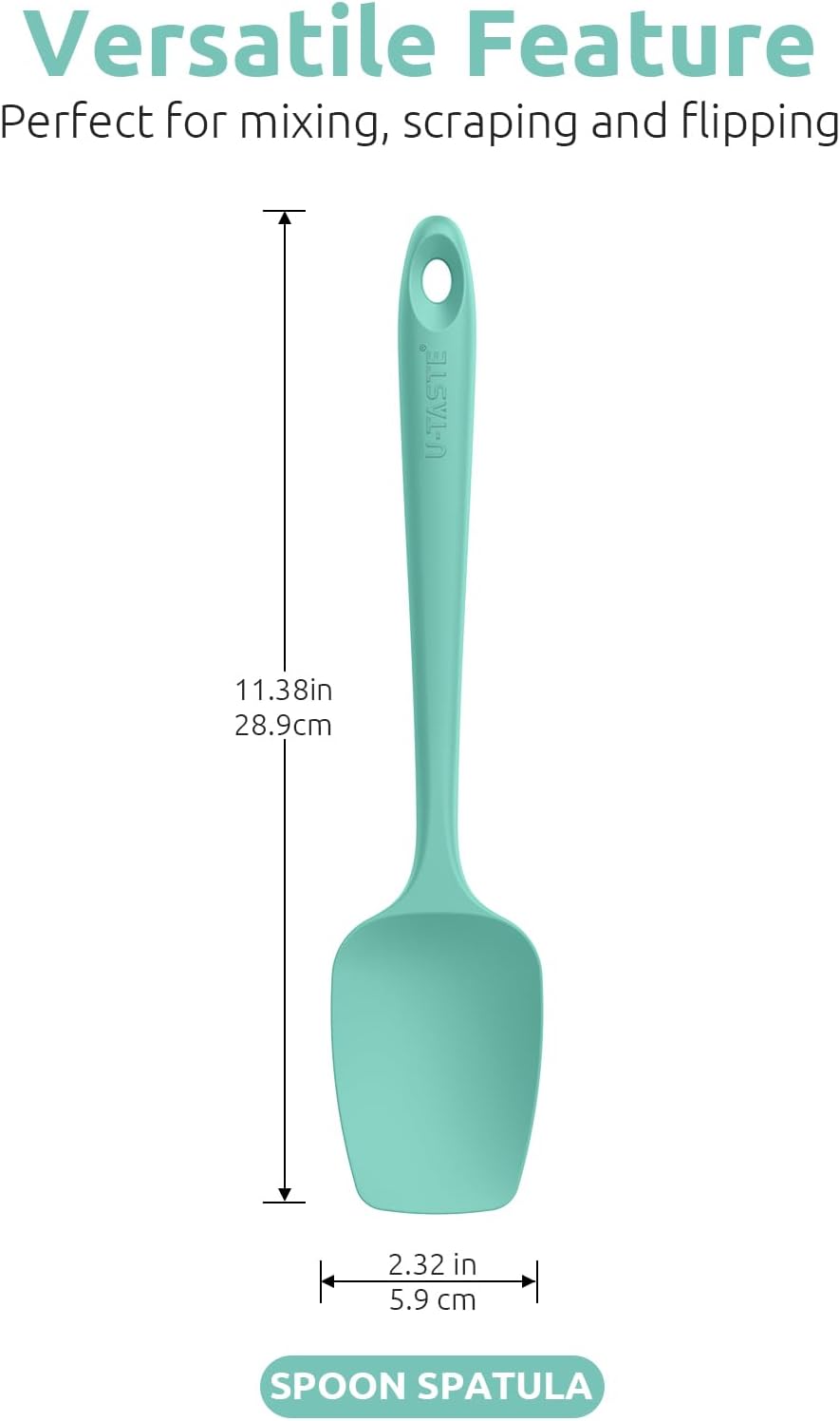 Silicone Spoon Spatula Set of 3, 600°F Heat Resistant, Multicolor