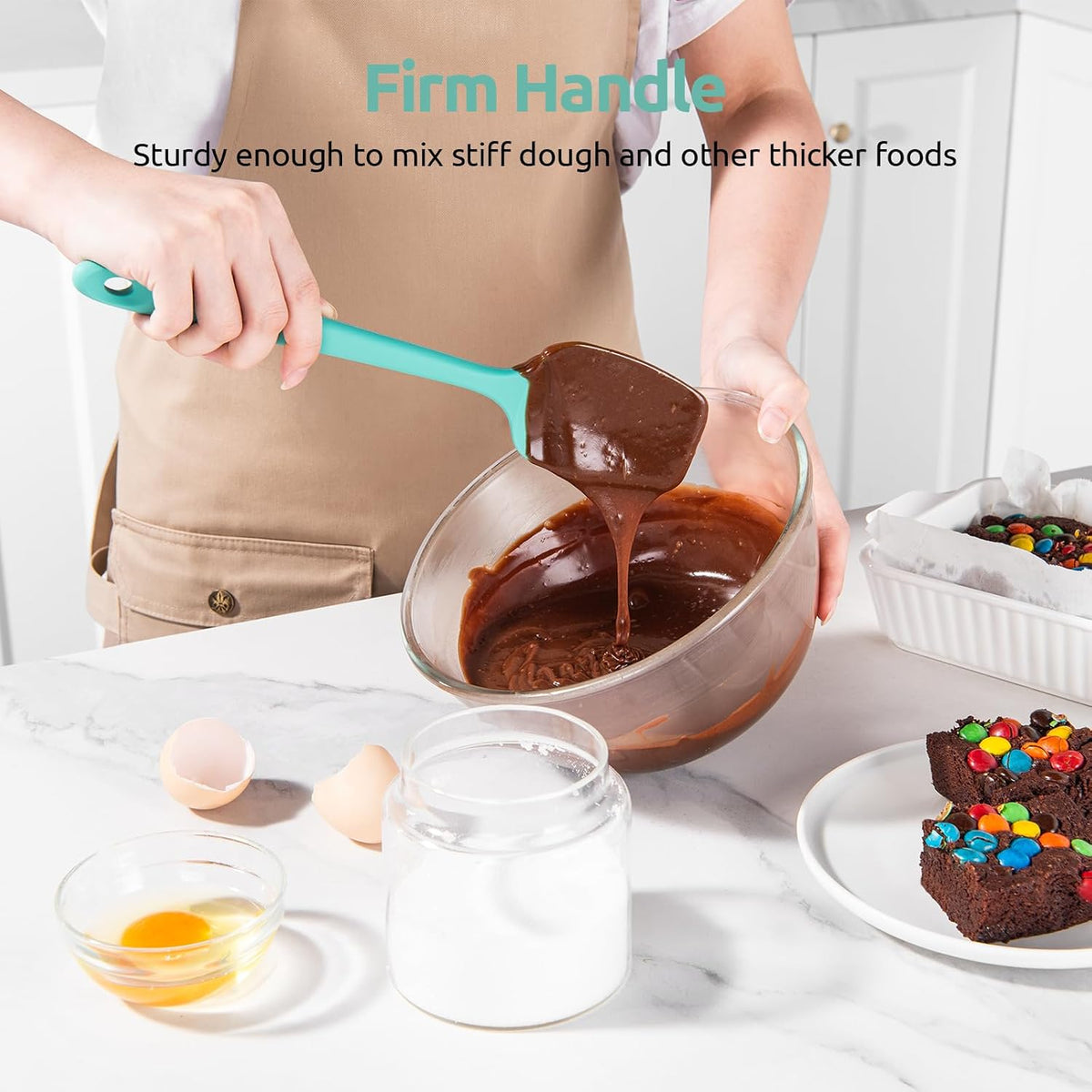 Silicone Spoon Spatula Set of 3, 600°F Heat Resistant, Multicolor
