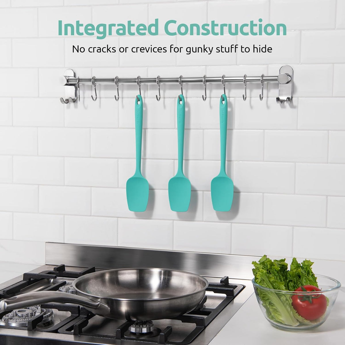 Silicone Spoon Spatula Set of 3, 600°F Heat Resistant, Multicolor