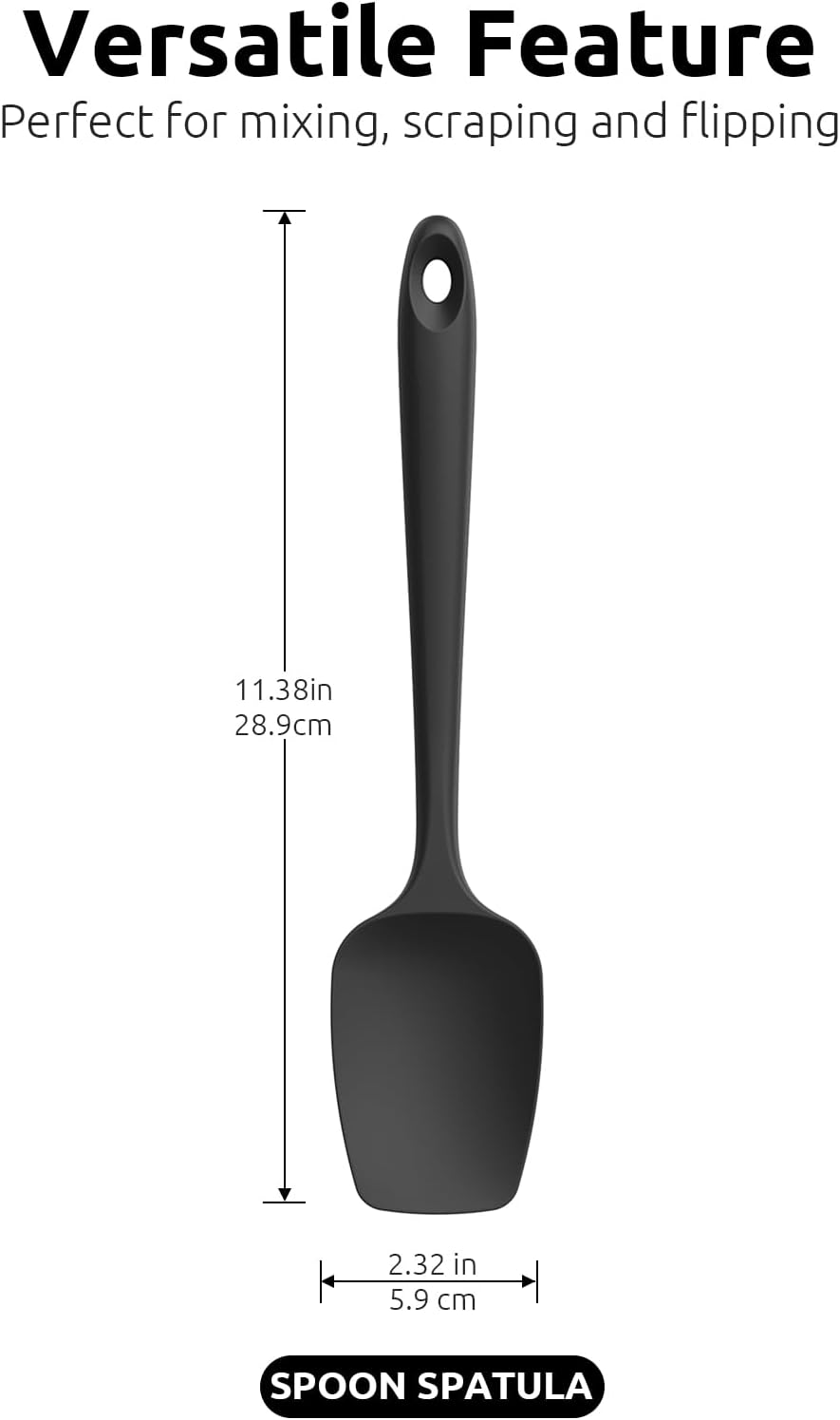 Silicone Spoon Spatula Set of 3, 600°F Heat Resistant, Multicolor