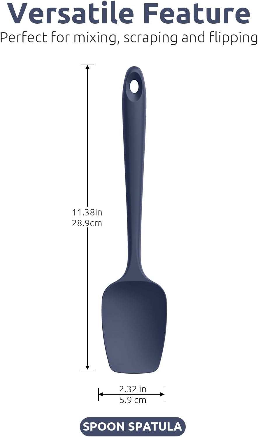 Silicone Spoon Spatula Set of 3, 600°F Heat Resistant, Multicolor