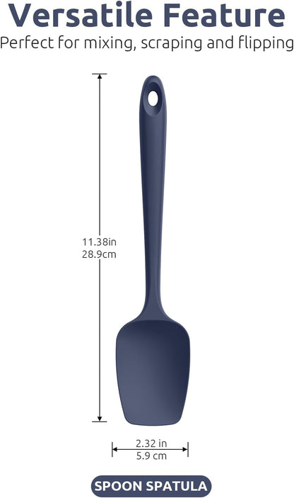 Silicone Spoon Spatula Set of 3, 600°F Heat Resistant, Multicolor