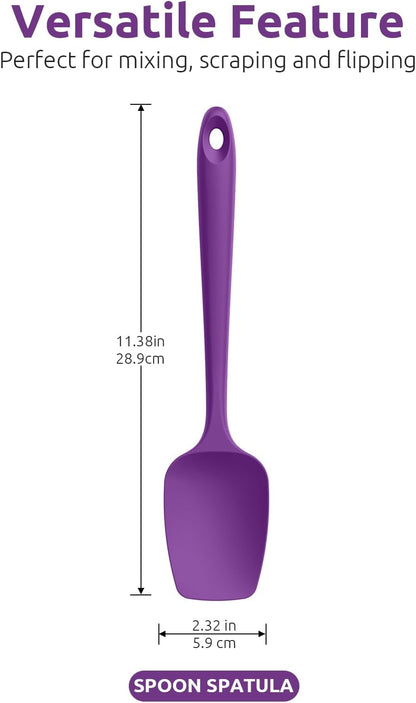 Silicone Spoon Spatula Set of 3, 600°F Heat Resistant, Multicolor