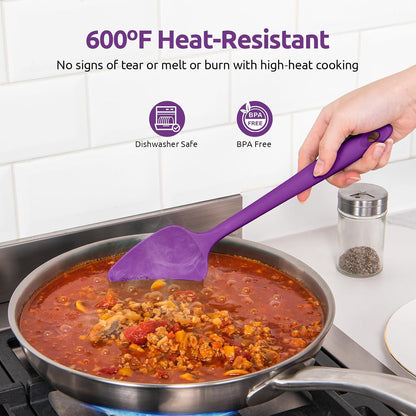 Silicone Spoon Spatula Set of 3, 600°F Heat Resistant, Multicolor