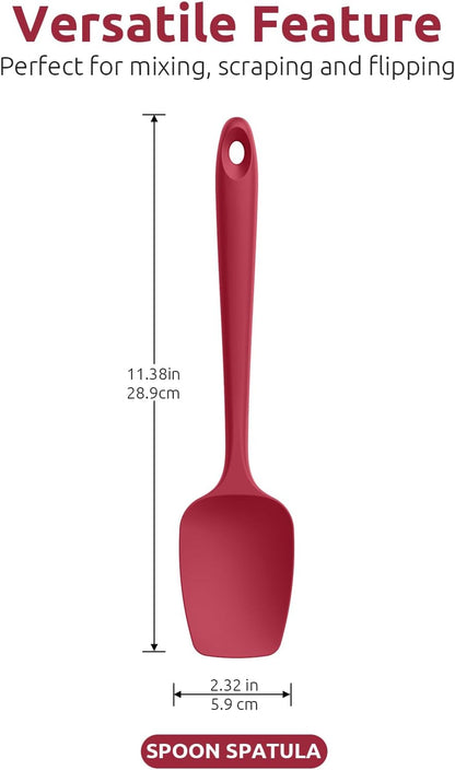 Silicone Spoon Spatula Set of 3, 600°F Heat Resistant, Multicolor