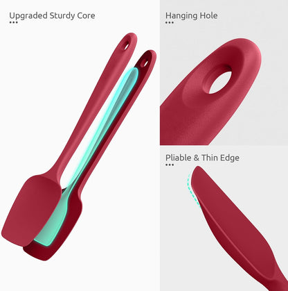 Silicone Spoon Spatula Set of 3, 600°F Heat Resistant, Multicolor