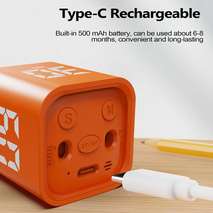 Multi-Function Cube Timer, 5/10/30/60 Min & Custom Count Down, Included Pause & Resume Feature, Silent, Vibrate & Adjustable Sound Alarm for Productivity in Tasks, Study & Kitchen, Purple