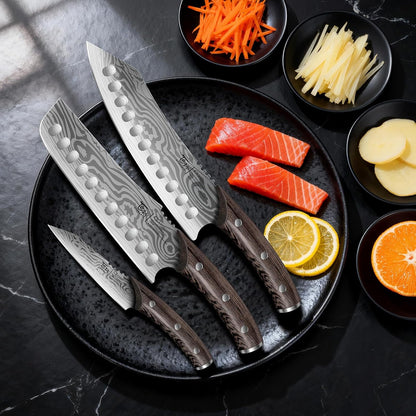 Cleaver Chef Knife with Herb Stripper, 7" Asian Kitchen Knife | 3-in-1 Combined with Chef's Knife, Santoku, Nakiri for Slicing, Chopping, Dicing, Mincing, Housewarming Birthday Cooking Gift