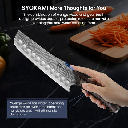 Cleaver Chef Knife with Herb Stripper, 7" Asian Kitchen Knife | 3-in-1 Combined with Chef's Knife, Santoku, Nakiri for Slicing, Chopping, Dicing, Mincing, Housewarming Birthday Cooking Gift