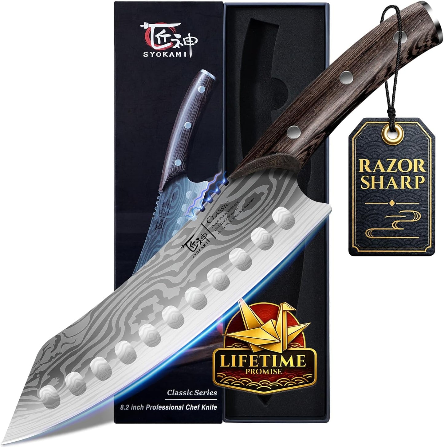 Cleaver Chef Knife with Herb Stripper, 7" Asian Kitchen Knife | 3-in-1 Combined with Chef's Knife, Santoku, Nakiri for Slicing, Chopping, Dicing, Mincing, Housewarming Birthday Cooking Gift