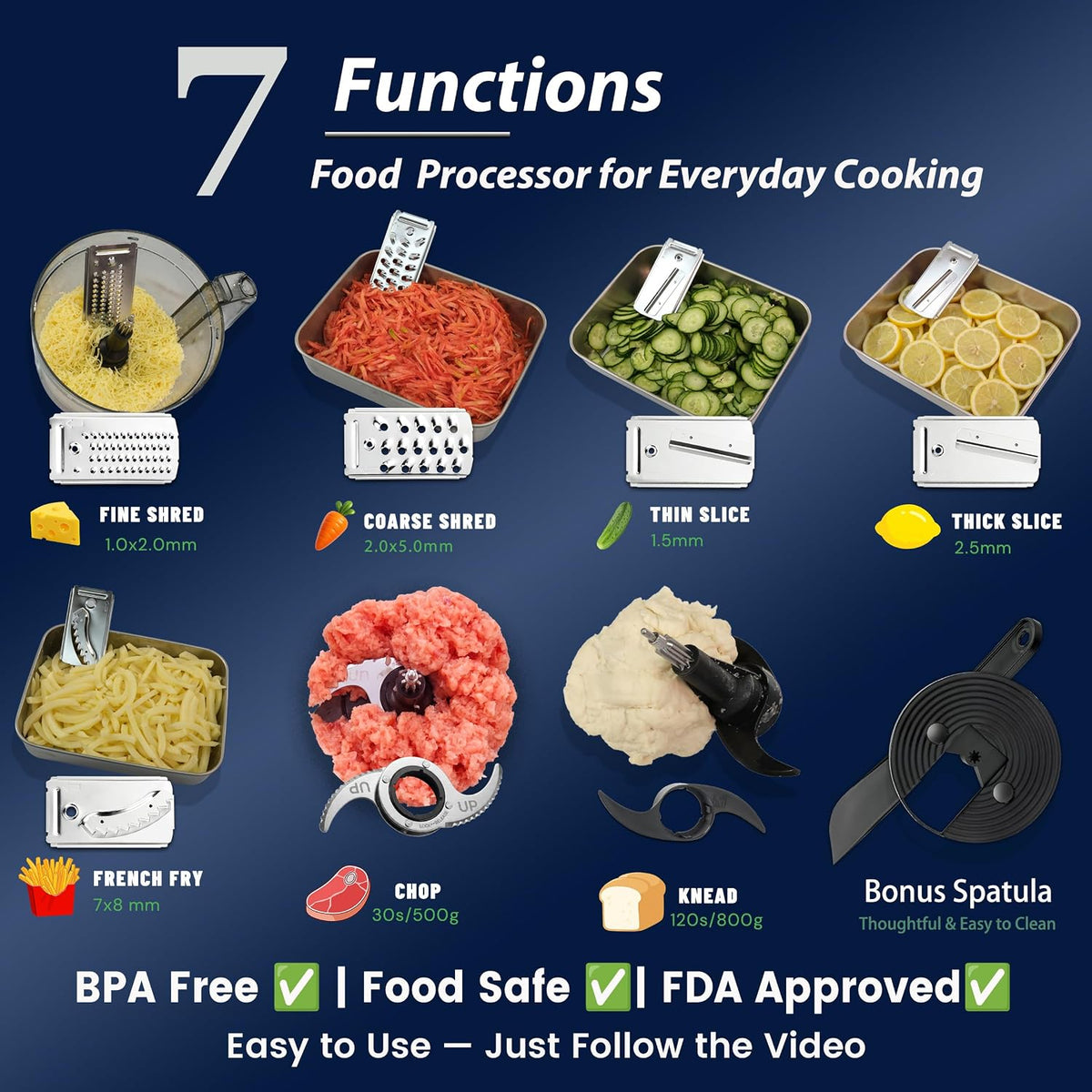 14-Cup Food Processor, 1000W Motor, Storage Drawer, Inox Color | 7 Speeds, XL Bowl & Large Feed Chute, French Fry Cutter, Chop, Slice, Shred & Mix Veggies, Cheese & Meat for Family Meals