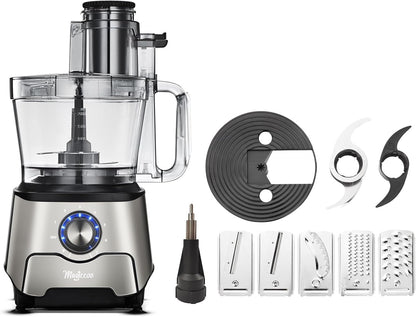 14-Cup Food Processor, 1000W Motor, Storage Drawer, Inox Color | 7 Speeds, XL Bowl & Large Feed Chute, French Fry Cutter, Chop, Slice, Shred & Mix Veggies, Cheese & Meat for Family Meals