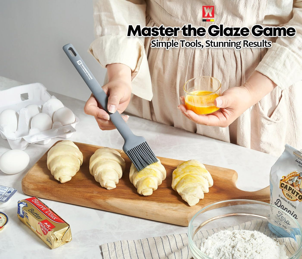 Dark Gray Cooking Brush: Heat Resistant Food Grade Silicone, Non-stick Cookware Safe, Silicone Pastry & basting Brush, Flexible Bristle Design (10.63inch x 1.97inch)
