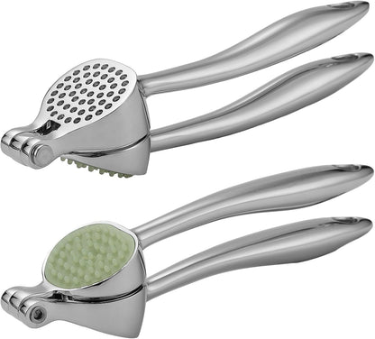 Garlic Press, Premium Zinc Alloy Garlic Crusher, Easy to Clean Professional Garlic Mincer with Built-in Cleaner, Sturdy Ginger Press for Nuts & Seeds, Dishwasher Safe