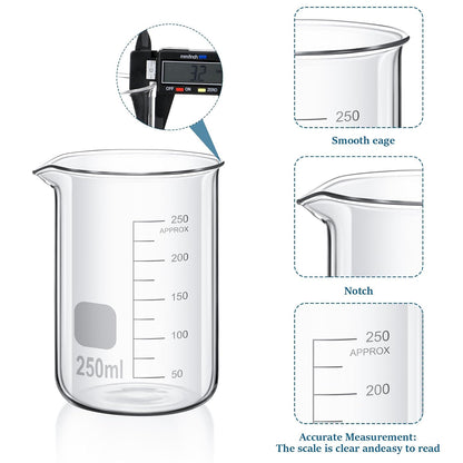 20 Pcs 50/100/250/500/1000ml Lab Glassware Beaker Set Include Graduated Cylinder, Glass Beaker Set, Glass Dropper, Stirring Rod, Measuring Cups for Laboratory Science Chemistry Supplies