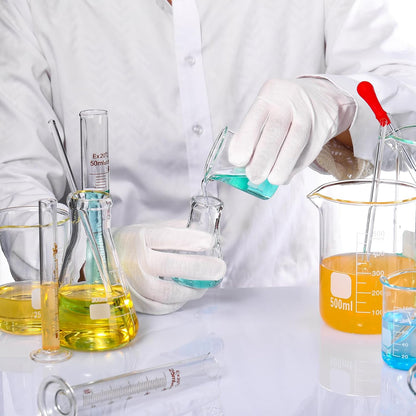 20 Pcs 50/100/250/500/1000ml Lab Glassware Beaker Set Include Graduated Cylinder, Glass Beaker Set, Glass Dropper, Stirring Rod, Measuring Cups for Laboratory Science Chemistry Supplies