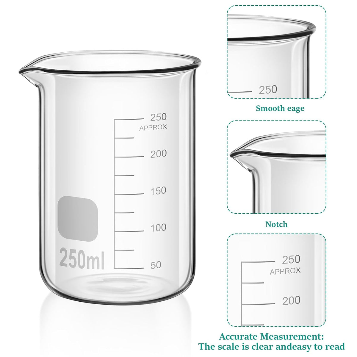 20 Pcs 50/100/250/500/1000ml Lab Glassware Beaker Set Include Graduated Cylinder, Glass Beaker Set, Glass Dropper, Stirring Rod, Measuring Cups for Laboratory Science Chemistry Supplies