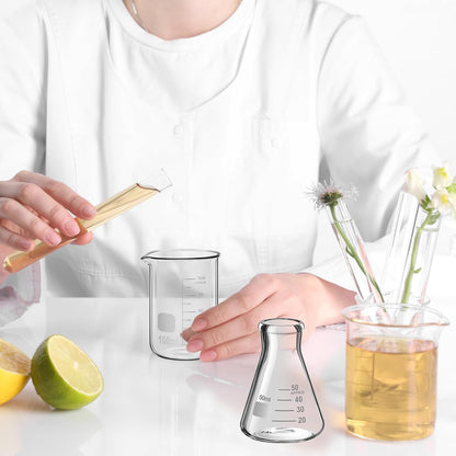 20 Pcs 50/100/250/500/1000ml Lab Glassware Beaker Set Include Graduated Cylinder, Glass Beaker Set, Glass Dropper, Stirring Rod, Measuring Cups for Laboratory Science Chemistry Supplies