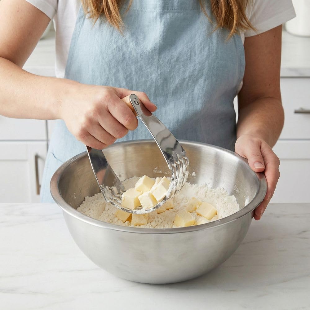 Stainless Steel Dough Blender - Professional Pastry Cutter with 5-Blades Dough Masher for Butter,Cookie,Baking with Ergonomic Handle