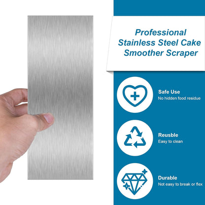 10 Inch Stainless Steel Cake Scraper Double Sided Metal Smoother