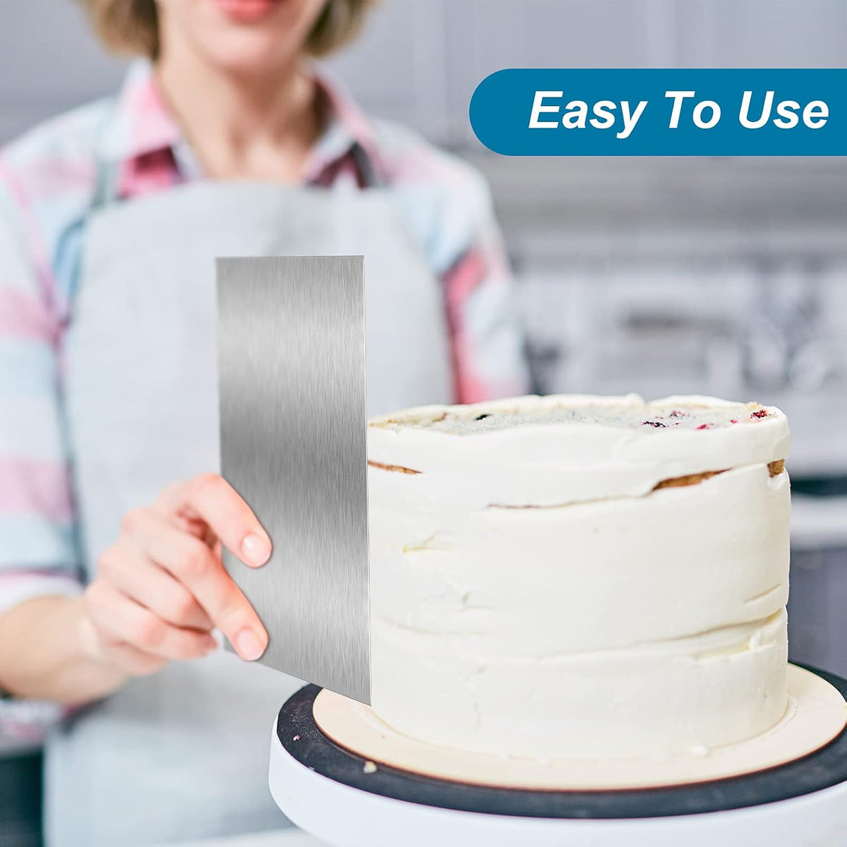 10 Inch Stainless Steel Cake Scraper Double Sided Metal Smoother