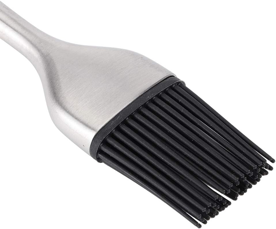 Basting Brush, Grilling BBQ Baking, Pastry and Oil, 8 Inch Stainless Steel Handle Brushes with Back up Silicone Brush Heads for Kitchen Cooking & Marinating, Dishwasher