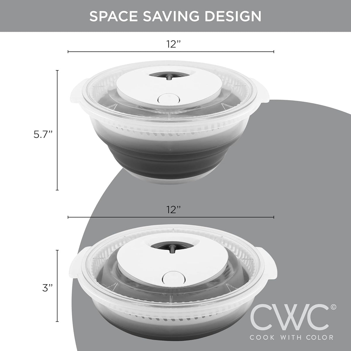 Collapsible Salad Spinner - 4 QT Space Saving Lettuce Dryer with Folding Collapsible Colander Great for Washing and Drying Fruit and Vegetables (Sage)