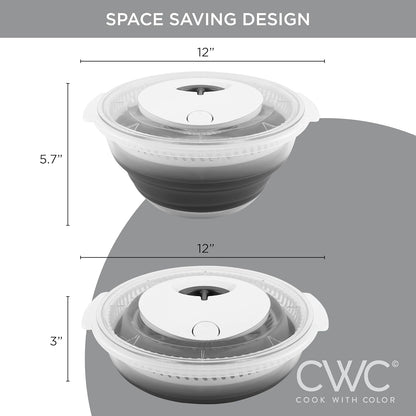 Collapsible Salad Spinner - 4 QT Space Saving Lettuce Dryer with Folding Collapsible Colander Great for Washing and Drying Fruit and Vegetables (Sage)