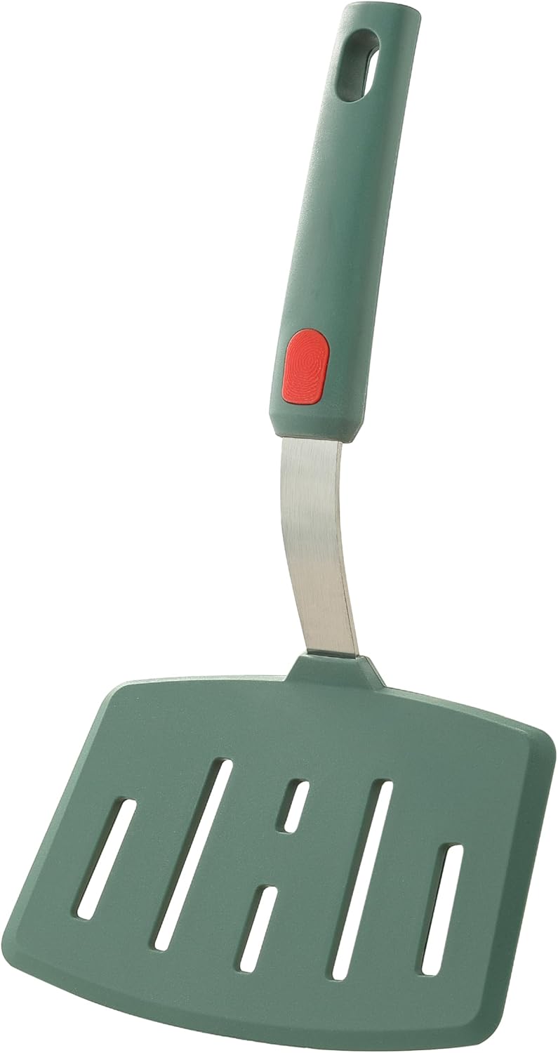 Silicone Wide Pancake Spatula, Slotted Turner for Flip Egg, Fish, Steak | Dishwasher Safe