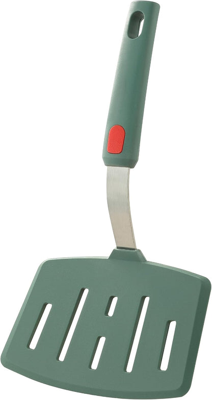 Silicone Wide Pancake Spatula, Slotted Turner for Flip Egg, Fish, Steak | Dishwasher Safe