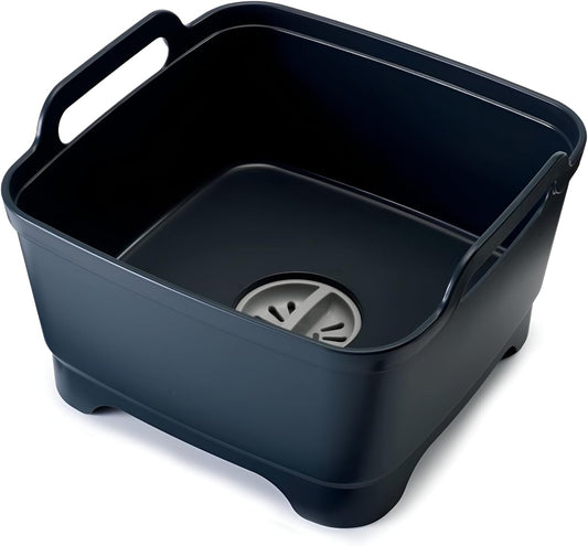 Wash & Drain Kitchen Dish Tub Wash Basin with Handles and Draining Plug, 9 liters/2.3 Gallons