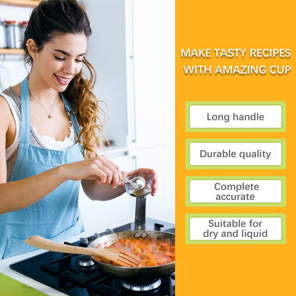 2PCS 1Tbsp(15ml, 1/2oz) Measuring Spoon, Stainless Steel Measure Scoop | Accurate, BPA-Free, Dishwasher Safe, Silicone Grip, Engraved Marking, Kitchen Essential