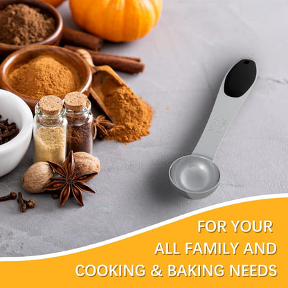 2PCS 1Tbsp(15ml, 1/2oz) Measuring Spoon, Stainless Steel Measure Scoop | Accurate, BPA-Free, Dishwasher Safe, Silicone Grip, Engraved Marking, Kitchen Essential