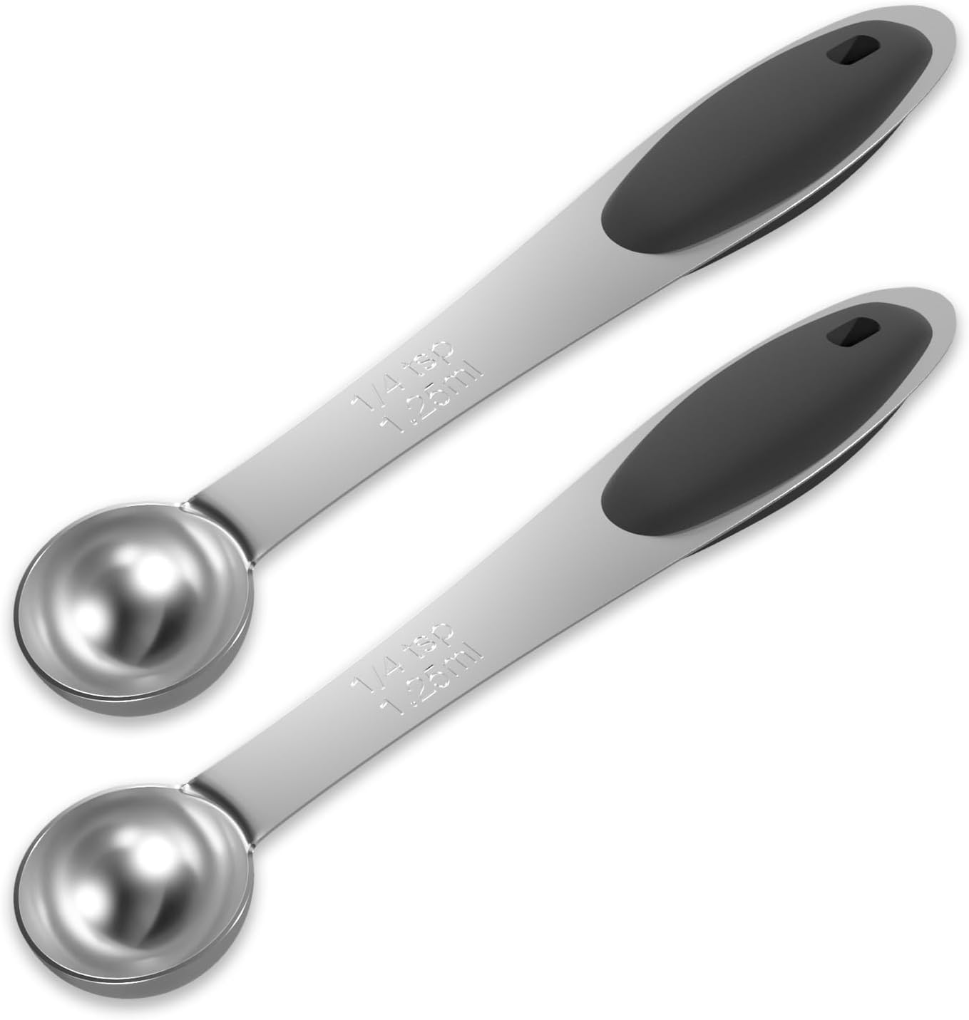 2PCS 1Tbsp(15ml, 1/2oz) Measuring Spoon, Stainless Steel Measure Scoop | Accurate, BPA-Free, Dishwasher Safe, Silicone Grip, Engraved Marking, Kitchen Essential