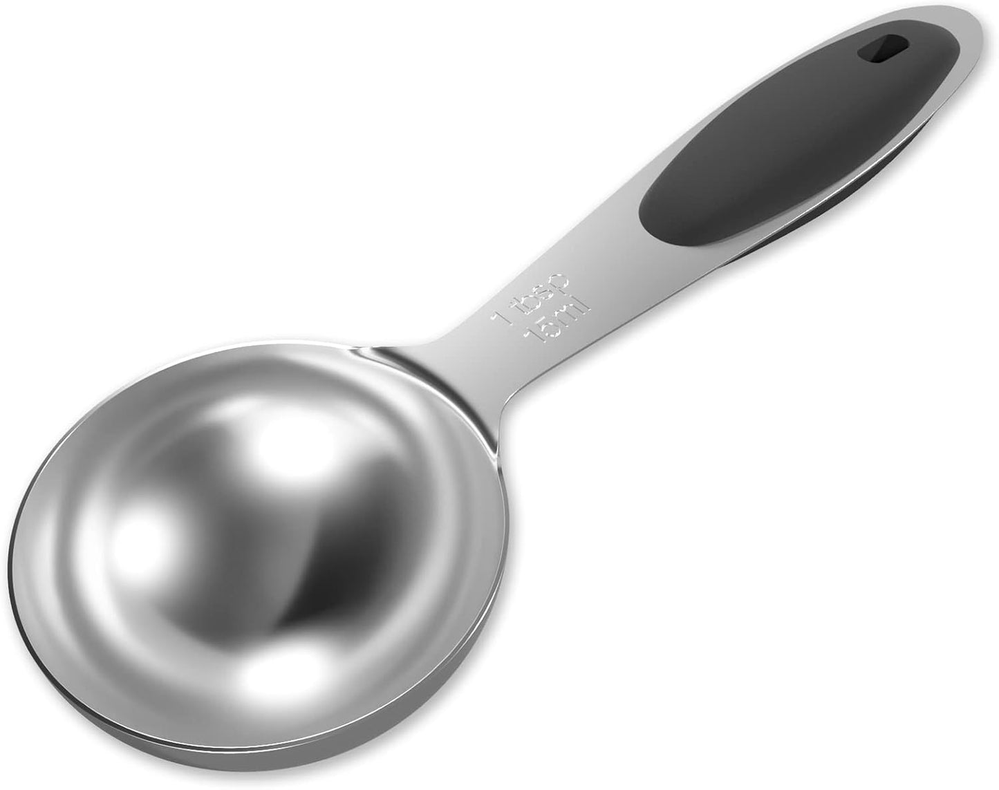 2PCS 1Tbsp(15ml, 1/2oz) Measuring Spoon, Stainless Steel Measure Scoop | Accurate, BPA-Free, Dishwasher Safe, Silicone Grip, Engraved Marking, Kitchen Essential