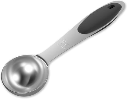 2PCS 1Tbsp(15ml, 1/2oz) Measuring Spoon, Stainless Steel Measure Scoop | Accurate, BPA-Free, Dishwasher Safe, Silicone Grip, Engraved Marking, Kitchen Essential