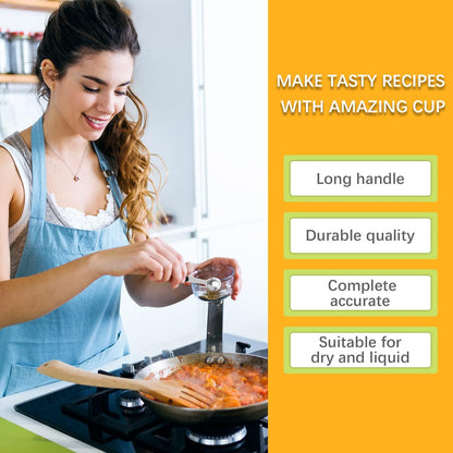 2PCS 1Tbsp(15ml, 1/2oz) Measuring Spoon, Stainless Steel Measure Scoop | Accurate, BPA-Free, Dishwasher Safe, Silicone Grip, Engraved Marking, Kitchen Essential