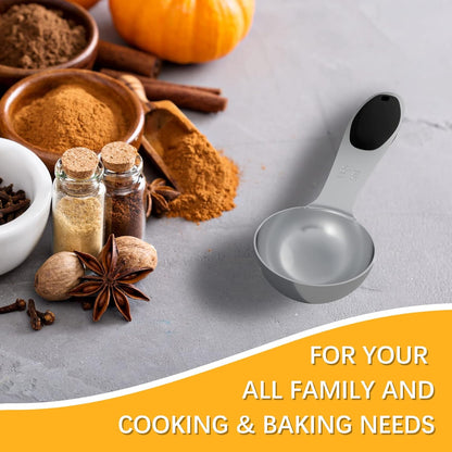 2PCS 1Tbsp(15ml, 1/2oz) Measuring Spoon, Stainless Steel Measure Scoop | Accurate, BPA-Free, Dishwasher Safe, Silicone Grip, Engraved Marking, Kitchen Essential