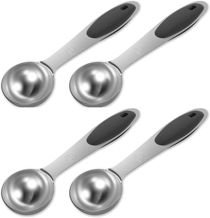 2PCS 1Tbsp(15ml, 1/2oz) Measuring Spoon, Stainless Steel Measure Scoop | Accurate, BPA-Free, Dishwasher Safe, Silicone Grip, Engraved Marking, Kitchen Essential