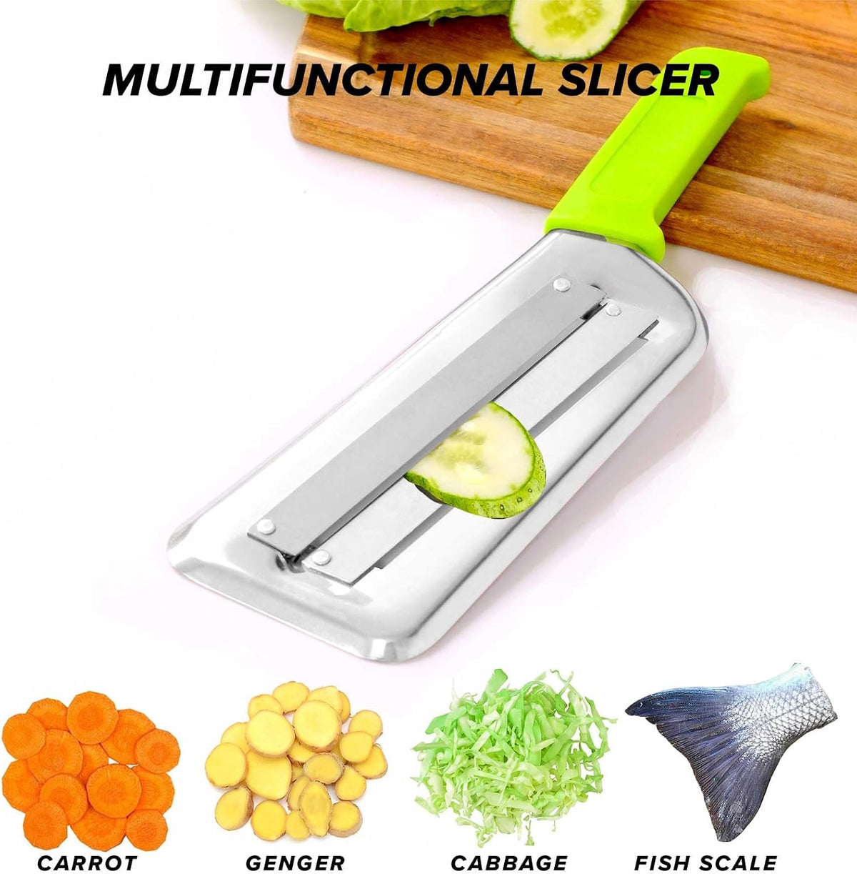 3Pcs Stainless Steel Dual Blade Julienne Cutter with Ergonomic Handle,Multifunctional Rust-resistant Kitchen Tool,Shredder Knife for Cabbage&Carrot&Potato&Fish (Beige, yellow and green)
