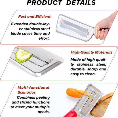 3Pcs Stainless Steel Dual Blade Julienne Cutter with Ergonomic Handle,Multifunctional Rust-resistant Kitchen Tool,Shredder Knife for Cabbage&Carrot&Potato&Fish (Beige, yellow and green)