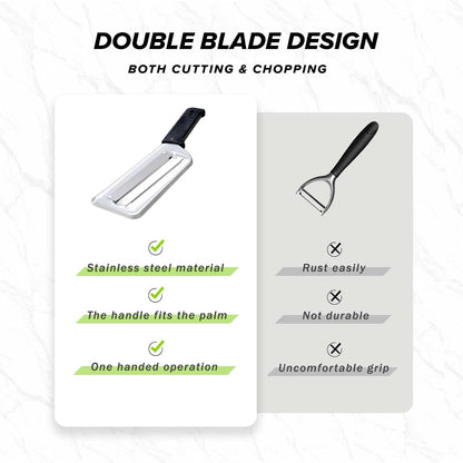 3Pcs Stainless Steel Dual Blade Julienne Cutter with Ergonomic Handle,Multifunctional Rust-resistant Kitchen Tool,Shredder Knife for Cabbage&Carrot&Potato&Fish (Beige, yellow and green)