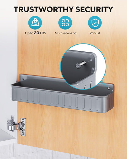 Spice Rack Wall Mount, 4 Pack Clear, 2" Depth, Screw/Adhesive | Wall-Mounted with Removable Hooks Saves Counter Space, Fits 2" Deep Jars, Ideal for Kitchen Cabinets, Pantry Doors, and RVs.