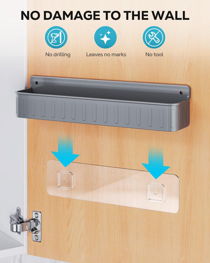 Spice Rack Wall Mount, 4 Pack Clear, 2" Depth, Screw/Adhesive | Wall-Mounted with Removable Hooks Saves Counter Space, Fits 2" Deep Jars, Ideal for Kitchen Cabinets, Pantry Doors, and RVs.