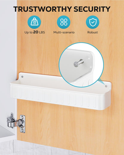 Spice Rack Wall Mount, 4 Pack Clear, 2" Depth, Screw/Adhesive | Wall-Mounted with Removable Hooks Saves Counter Space, Fits 2" Deep Jars, Ideal for Kitchen Cabinets, Pantry Doors, and RVs.