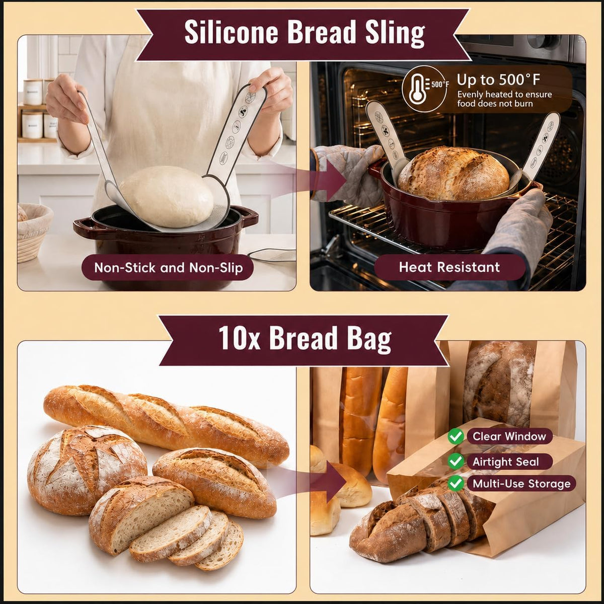 Sourdough Starter Kit - Banneton Proofing Basket 9 Inch Round & 10 Oval, Complete Sourdough Bread Baking Supplies with Starter Jar, Bread Sling, Lame, Danish Dough Whisk, Bags
