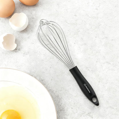 Silicone Whisk Set 8" 10" Kitchen Whisk Kitchen Wisk Wire Whisks for Cooking, Whisking, Blending, Beating, Stirring-Black