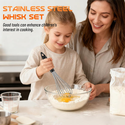 Silicone Whisk Set 8" 10" Kitchen Whisk Kitchen Wisk Wire Whisks for Cooking, Whisking, Blending, Beating, Stirring-Black