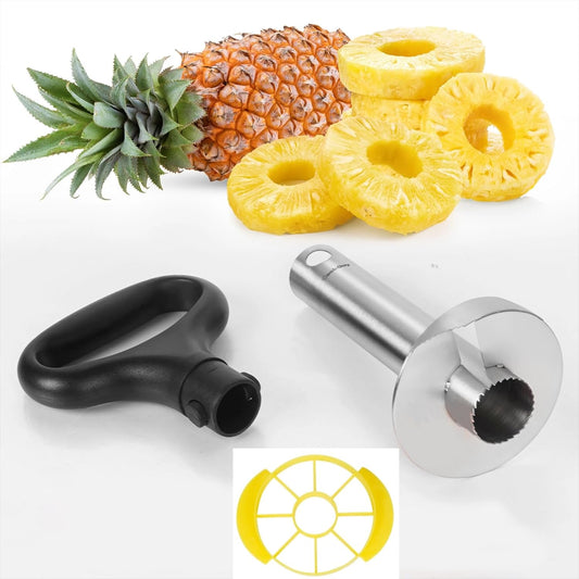 Pineapple Corer and Slicer Set (2-piece) | Includes Reinforced Stainless Steel Pineapple Cutter, Plastic Pineapple Divider - Easy Core Removal and Cutting Tool