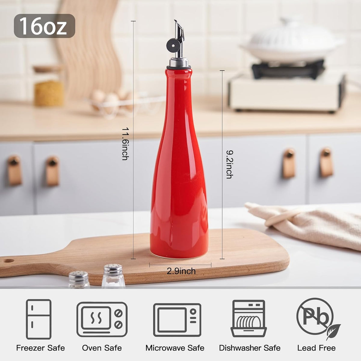Olive Oil Dispenser Bottle, 20oz Ceramic Oil Dispenser for Kitchen | Oil Bottle with Gravity Spout, Leak Proof EVOO Dispensing Bottle with 2 Spouts and 1 Funnel for Vinegar, Juice(White)